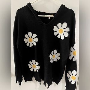 Black with daisies women’s sweater